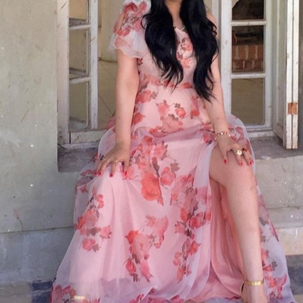 One Shoulder Knot Side Floral Dress - Picture 10 of 12